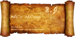 Már János névjegykártya